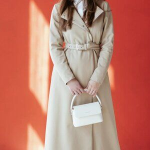 RainSisters Double Breasted Coat & 3 Belts Beige Classic Trench M LONG